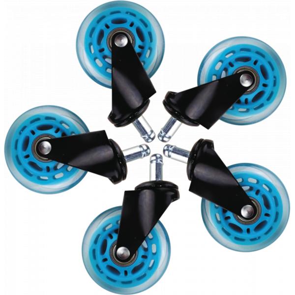 L33t gaming 160529 3 inch rubberen wielen, blauw, 5 stuks