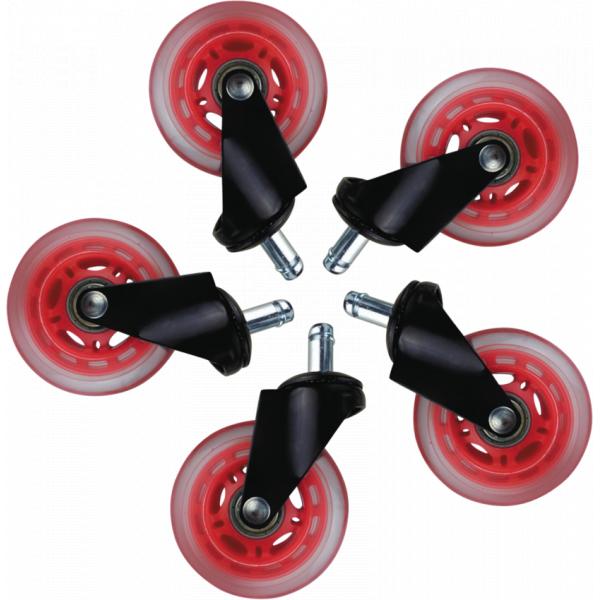L33t gaming 160530 3 inch rubberen wielen, rood, 5 stuks
