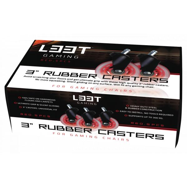 L33t gaming 160530 3 inch rubberen wielen, rood, 5 stuks