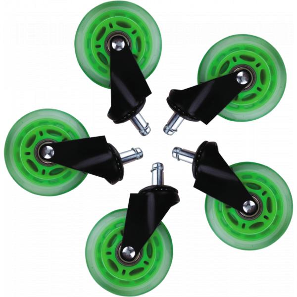 L33t gaming 160531 3 inch rubberen wielen, groen, 5 stuks
