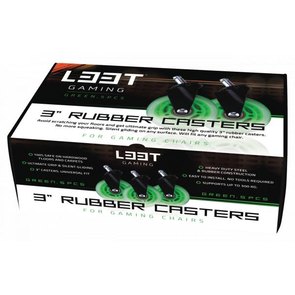 L33t gaming 160531 3 inch rubberen wielen, groen, 5 stuks