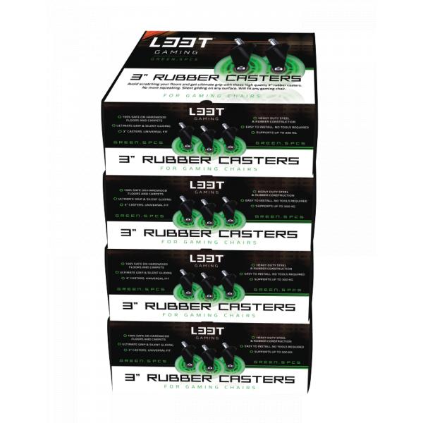 L33t gaming 160531 3 inch rubberen wielen, groen, 5 stuks
