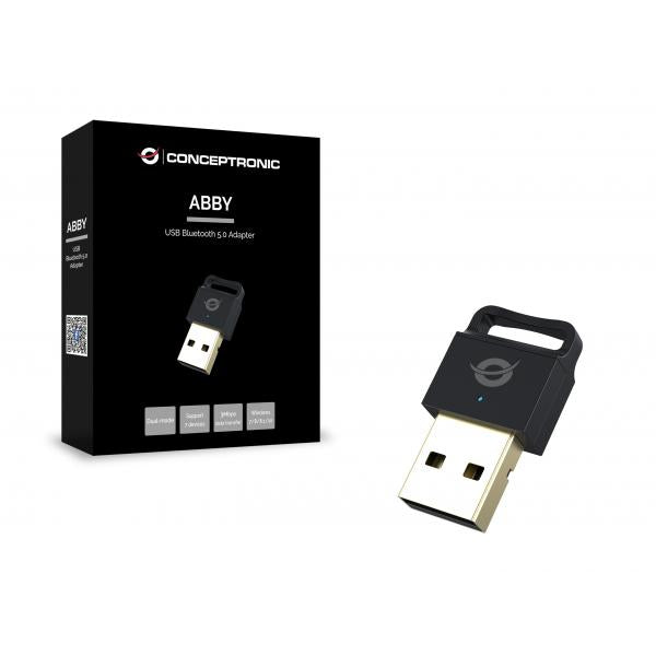 Conceptronic abby06b abby usb bluetooth 5.0 adapter, draadloos, usb, bluetooth, 3 mbit s, zwart