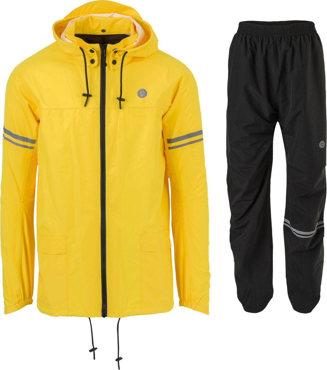 Agu original essential regenpak – 100% waterdicht winddicht – dames heren - poray 5.000 – gerecycled materiaal – geel - maat s