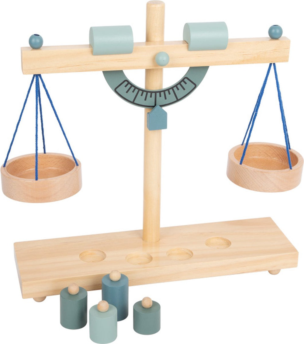 Small foot - Wooden scales with weights, 5 pcs.