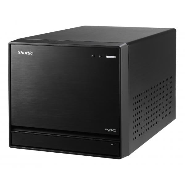 Shuttle sw580r8 zwarte xpc cube pc barebone, lga1200, intel, 4x ddr4, dimm, m.2, 500w 80+ goud