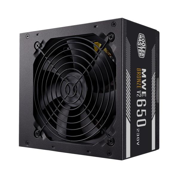 Coolermaster mpe-6501-acabw-beu mwe 650 bronze v2, atx, 650 watt, dc-naar-dc + llc, 88%, 120 mm, zwart