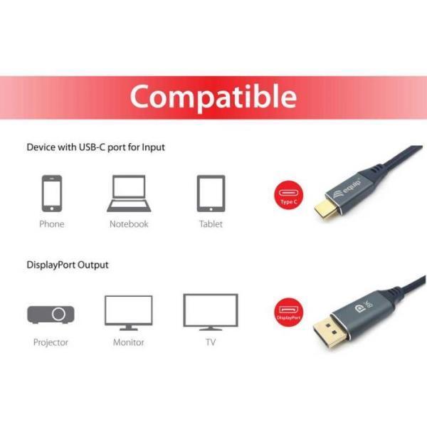 Equip 133426 USB-C naar DisplayPort-kabel, mm, 1,0 m, 4K 60 Hz, ABS-behuizing