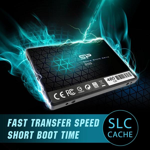 Silicon Power SP480GBSS3S55S25 Slim S55 SSD, 480 GB, 2,5 inch, SATA3, 6 GB s, SLC, 560 500 MB s, blauw