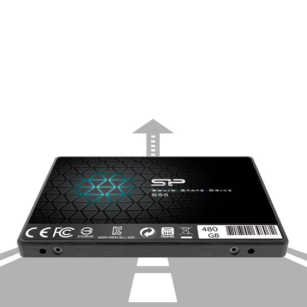 Silicon Power SP480GBSS3S55S25 Slim S55 SSD, 480 GB, 2,5 inch, SATA3, 6 GB s, SLC, 560 500 MB s, blauw