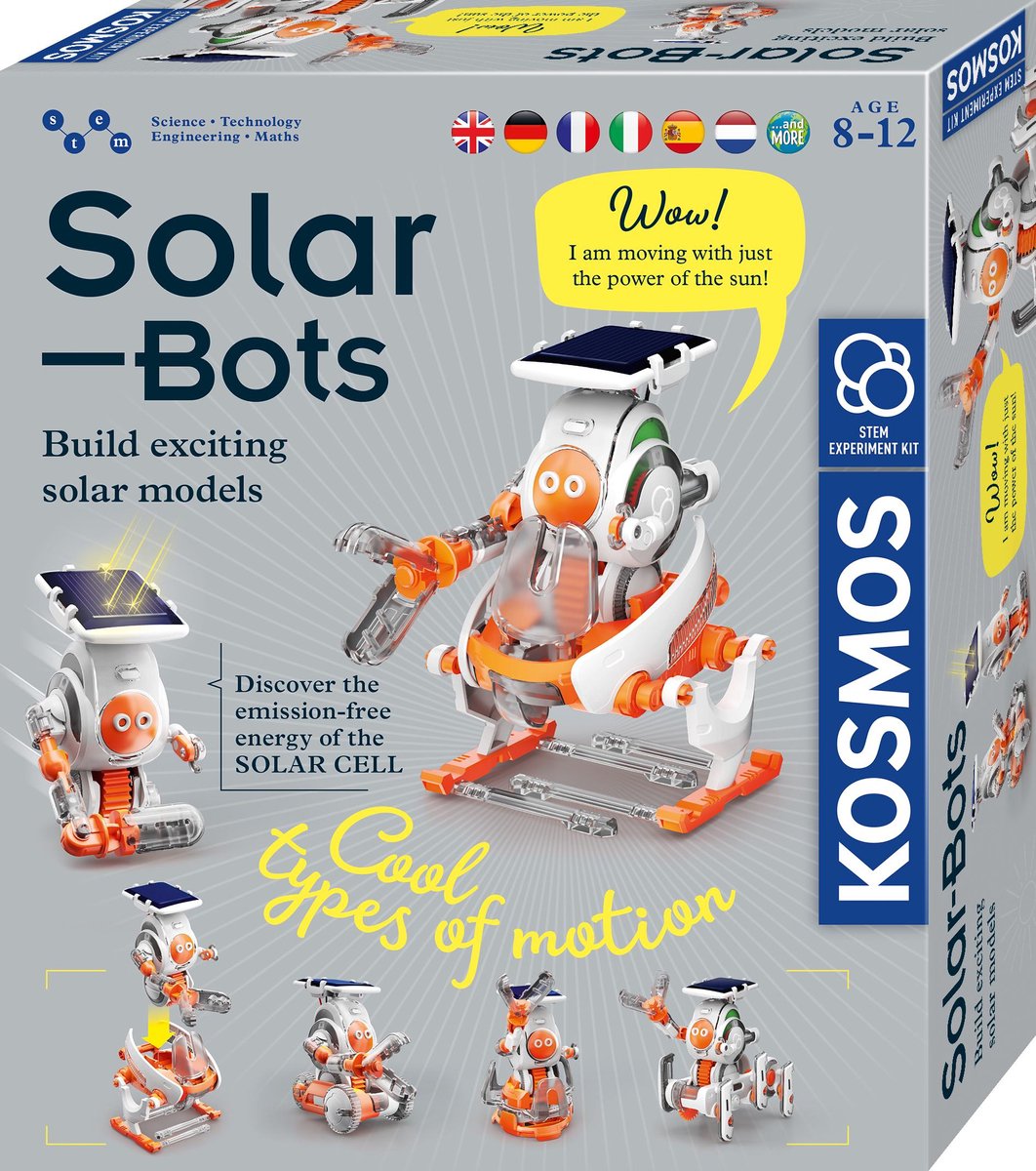 Kosmos solar bots – experimenteerset – bouw 3 lopende zonne-energie robots – met bewegende onderdelen en zonnepaneel – zonne-energie robot set