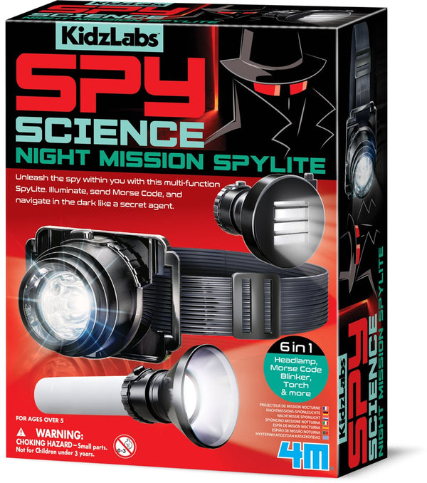 4m wetenschap en spel - zaklamp spion - 6 in 1 set - multifunctioneel - kidzlabs - spy science - 5 jaar