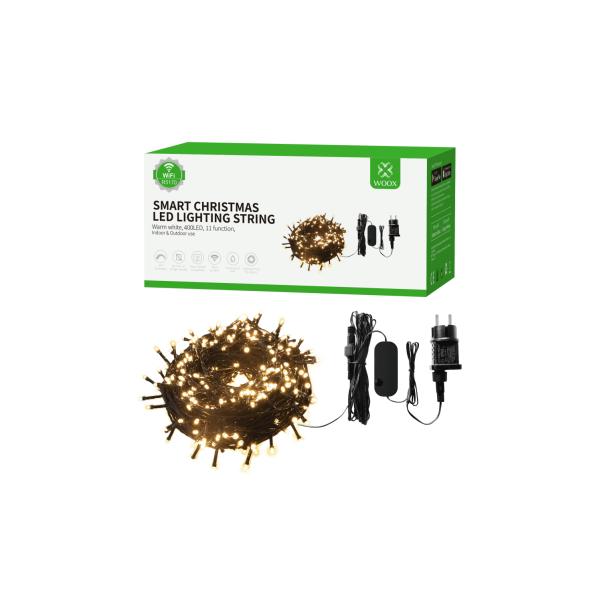 Woox r5170 slanke kerstverlichting wifi 40 meter, 400leds, 230 lumen, warm-wit met dim en geluid