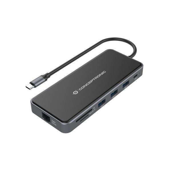 Conceptronic donn15g 12-in-1 dockingstation, usb 3.2 gen 1, type-c, 100 watt, hdmi, vga, (micro)sd