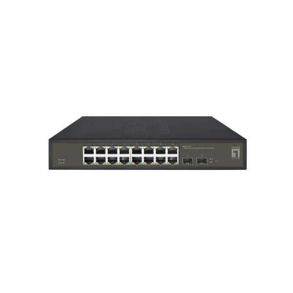 Levelone GES-2118 Hilbert 18-poorts Smart Lite beheerde L2-switch, 16x RJ45 Gigabit, 2x SFP, 1000 Mbps