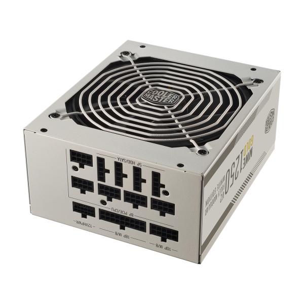 Coolermaster mpe-c501-afcag-3geu mwe gold 1250 v2 wit, atx3.0, 1250w, 90%, 140mm, 3x pcie 6+2