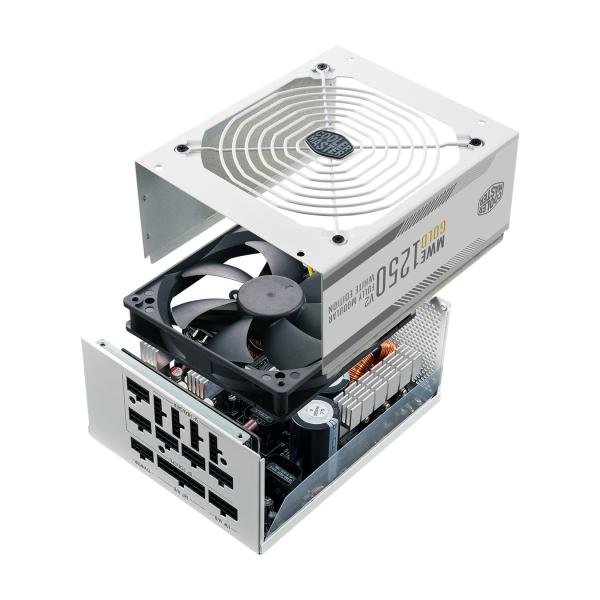 Coolermaster mpe-c501-afcag-3geu mwe gold 1250 v2 wit, atx3.0, 1250w, 90%, 140mm, 3x pcie 6+2