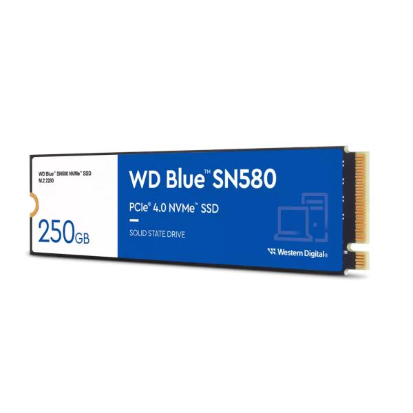 Western Digital WD250G3B0E SN580 WD Blue SSD, 250 GB, M.2 NVME, PCIe Gen 4x4, 4000 MB/s