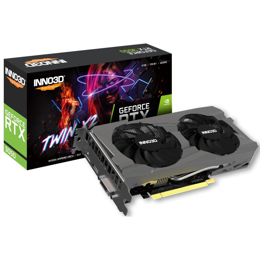 Inno3d n30502-08d6-1711va41 geforce rtx 3050 twin x2 v2, 8gb gddr6, 128-bit, 1777, 14gbps, 1xdp+hmi