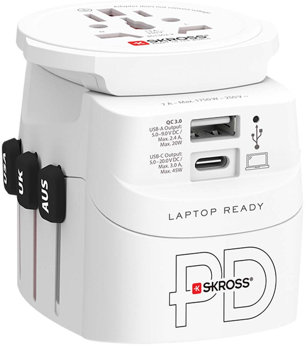 Skross 1.302474 reisstekker pro light usb ac45pd world