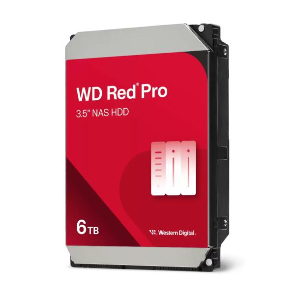 Western Digital WD6005FFBX Red Pro HDD, 6TB, 3,5 GHz, 7200 rpm, seriële ATA III, 256 MB, 220 MIBS, CMR