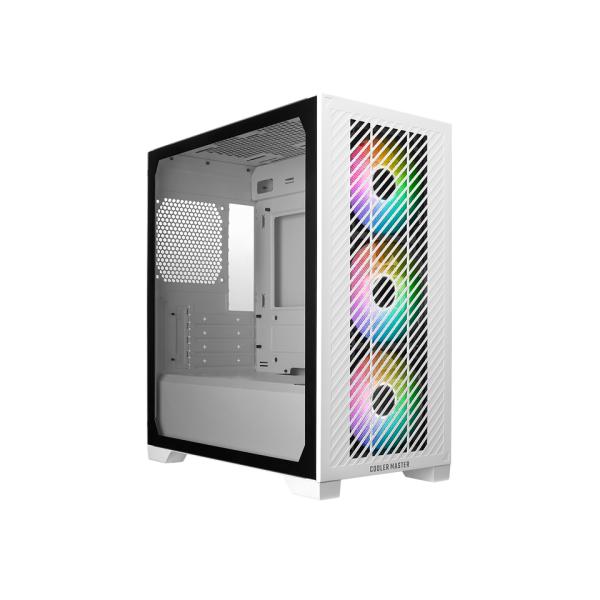Cooler Master E301-WGNN-S00 Elite 301 Wit Argb, Atx, Windows, USB 3.2 Gen 1 Type-C, 3x 120mm Argb
