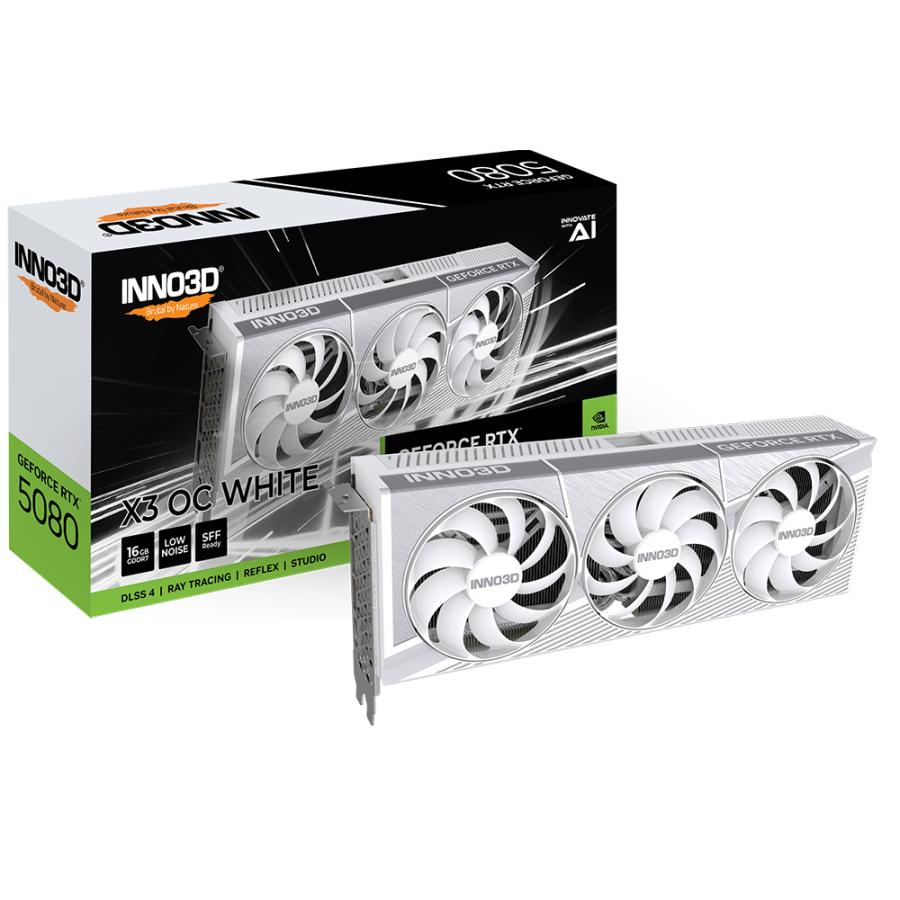 Inno3d n50803-16d7x-17605211 geforce rtx 5080 x3 oc wit, atx, 16 gb, gddr7, 256-bit, pcie 5, 360w