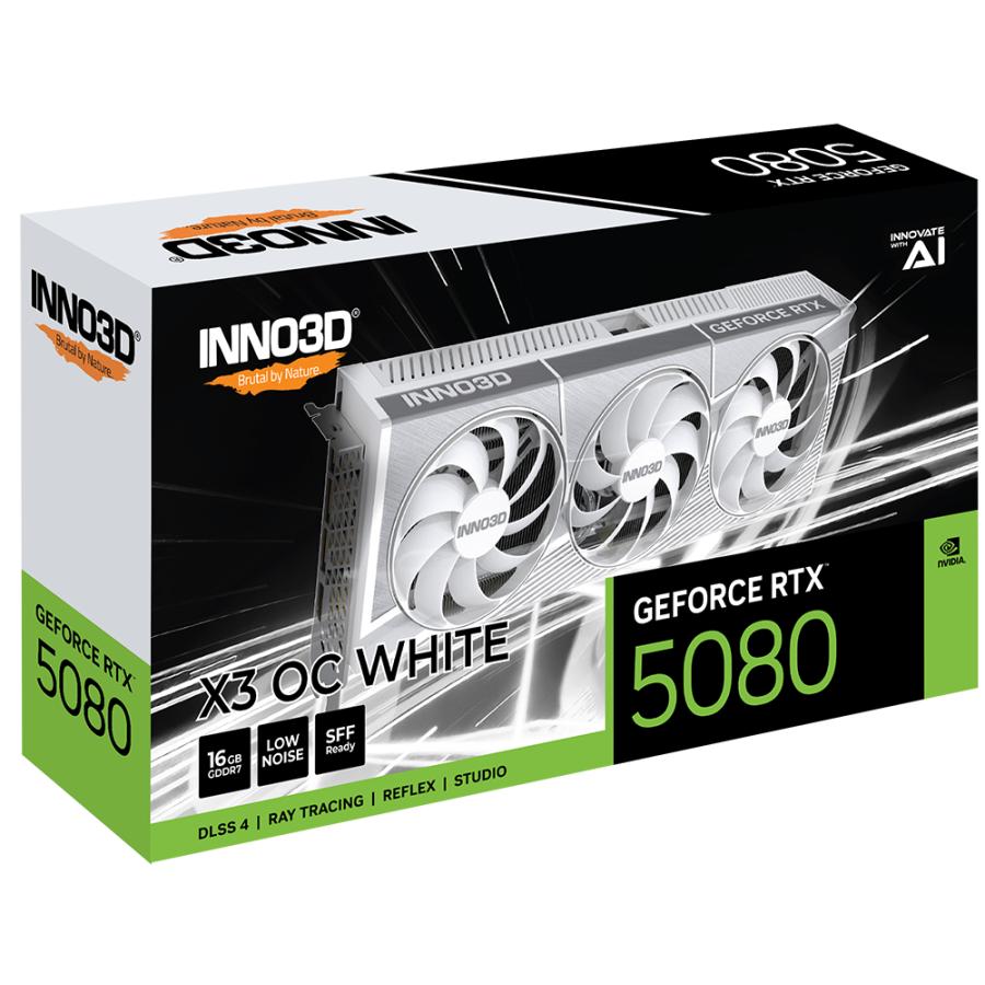 Inno3d n50803-16d7x-17605211 geforce rtx 5080 x3 oc wit, atx, 16 gb, gddr7, 256-bit, pcie 5, 360w