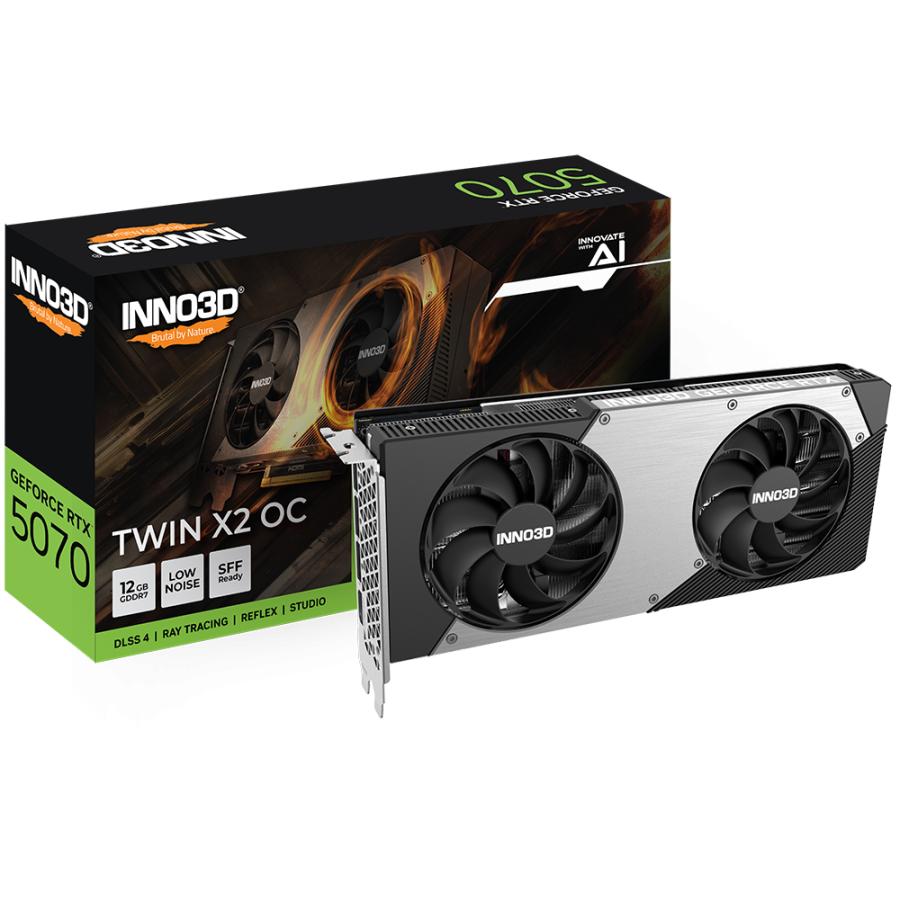 Inno3d n50702-12d7x-195064n geforce rtx™ 5070 twin x2 oc, atx, 12 gb, gddr7, 192-bit, 672 gb s