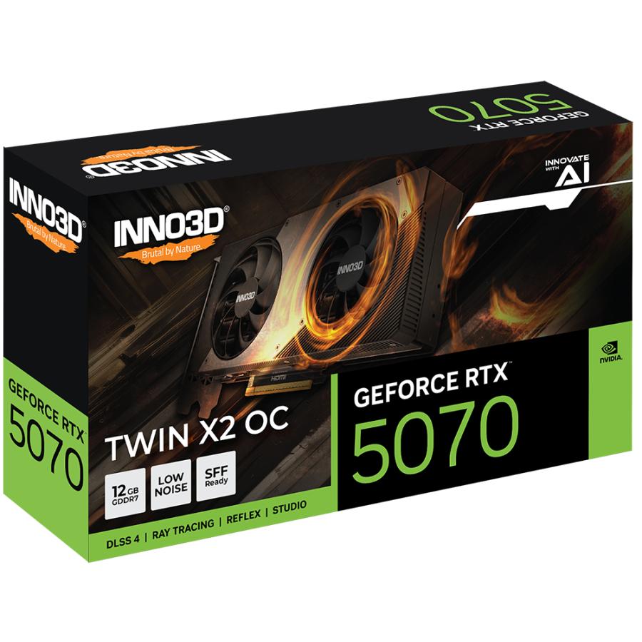 Inno3d n50702-12d7x-195064n geforce rtx™ 5070 twin x2 oc, atx, 12 gb, gddr7, 192-bit, 672 gb s