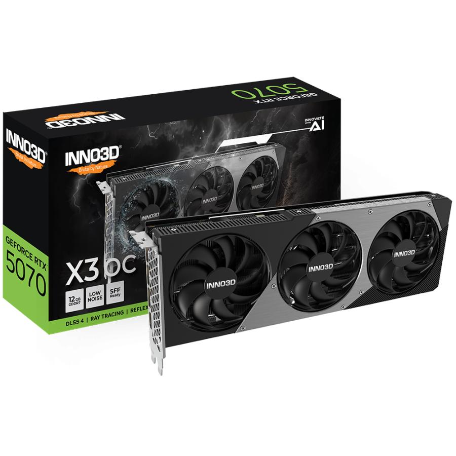 Inno3d n50703-12d7x-195064l geforce rtx 5070 x3 oc, 12 GB, GDDR7, 192-bit, 28 GB/s, 672 GB/s, 650 W