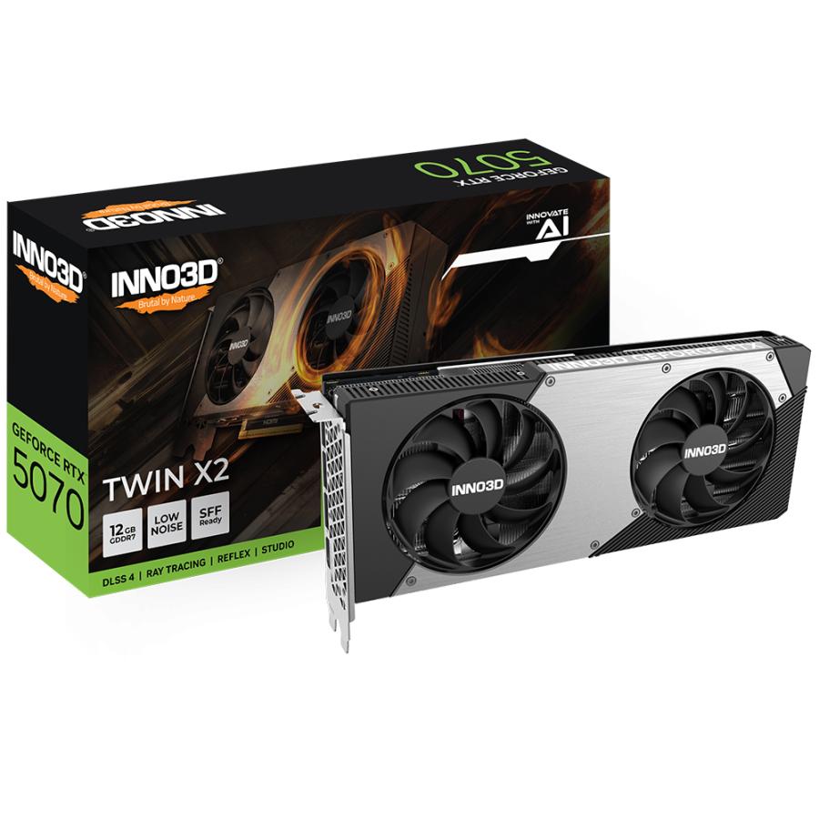 Inno3d n50702-12d7x-195064w geforce rtx 5070 twin x2 oc wit, 12gb, gddr7, 192-bit, 28 gbps, 650w
