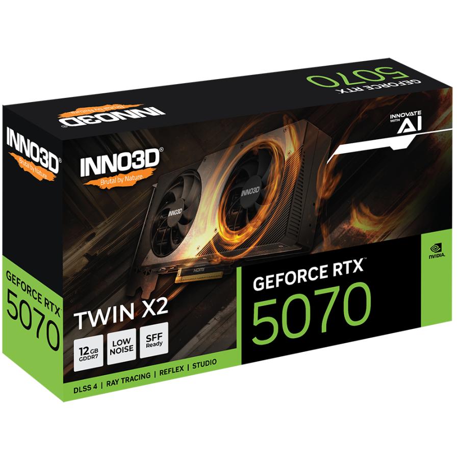 Inno3d n50702-12d7x-195064w geforce rtx 5070 twin x2 oc wit, 12gb, gddr7, 192-bit, 28 gbps, 650w