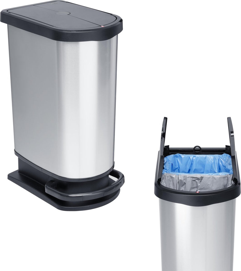 Rothopedaalemmer - afvalscheider 2x25 l paso zilver