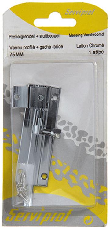 Mack 1013685 - 1 schuifgrendel messing verchroomd a 75 - b 16 mm | 5 stuks