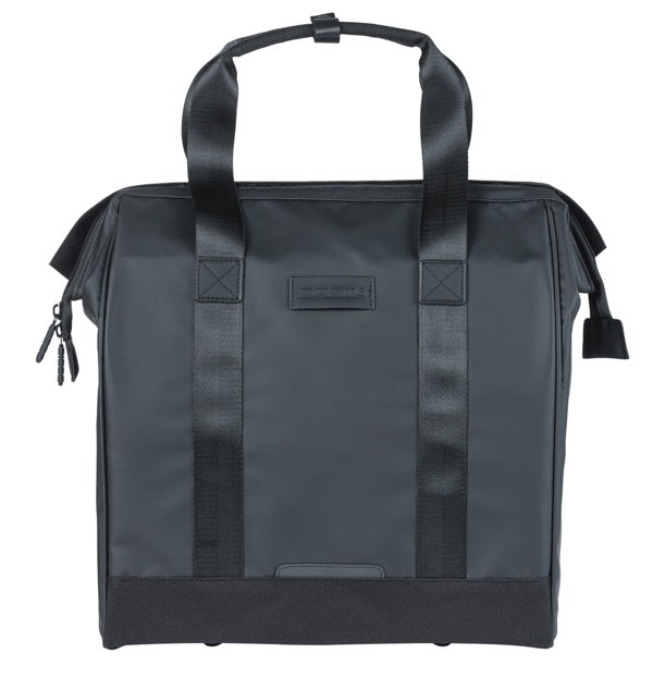 Basil tas grand tarpaulin shopper zwart mik hooks | 23l