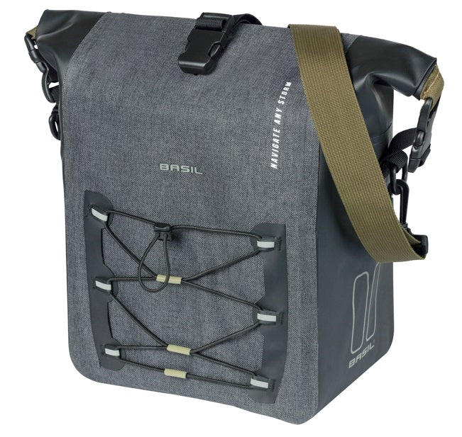Basil enkele tas navigator storm m mik 12-15l 14 x 25 x 36 cm - zwart