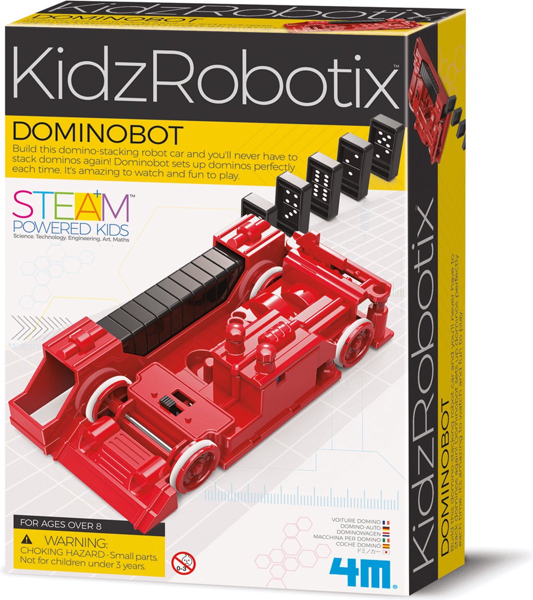 4m wetenschap en spel - dombinobot - inclusief dominostenen - bouwpakket - kidzrobotix - 8 jaar