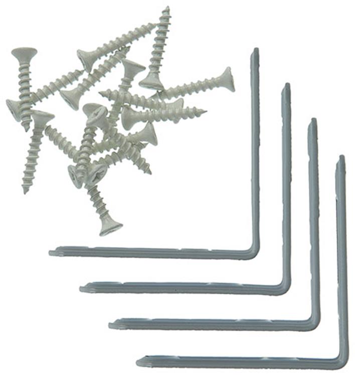 Mack 1013795 - 4 geplooide winkelhaken wit gelakt 60x60mm | 10 stuks