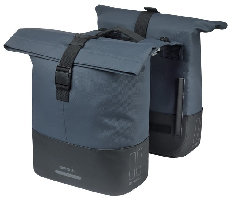 Basil dubbele fietstas cove mik 28-32l 14 x 29 x 36 cm - blauw zwart
