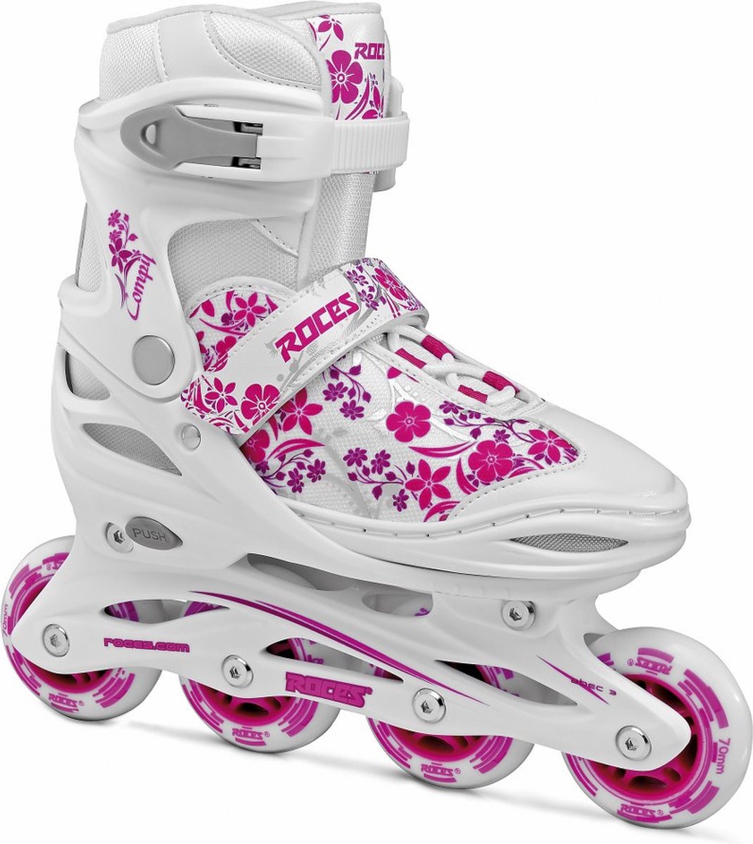 Compy 8.0 inlineskates softboot meisjes wit roze maat 34-37