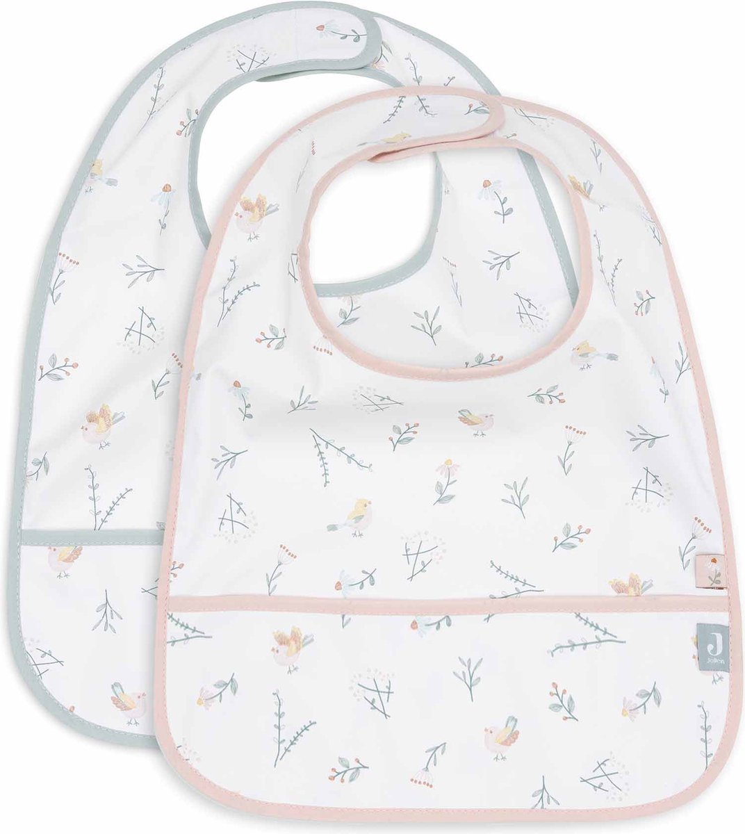 Jollein - baby slab waterproof - slabbetjes - lovely birds - 2 stuks