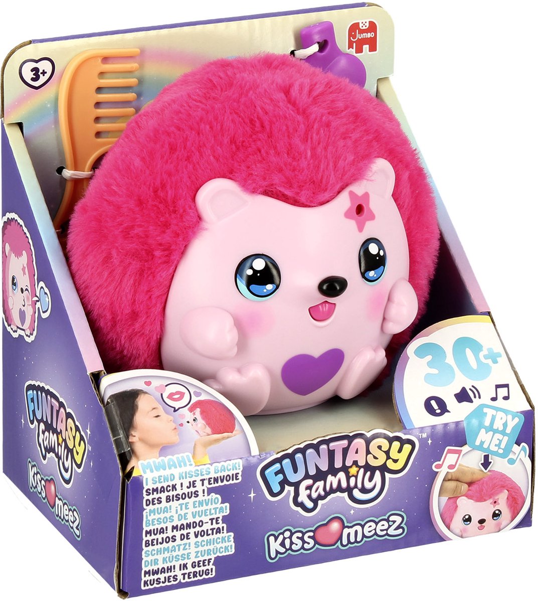 Funtasy family jumbo kiss-meez egel - interactieve knuffel