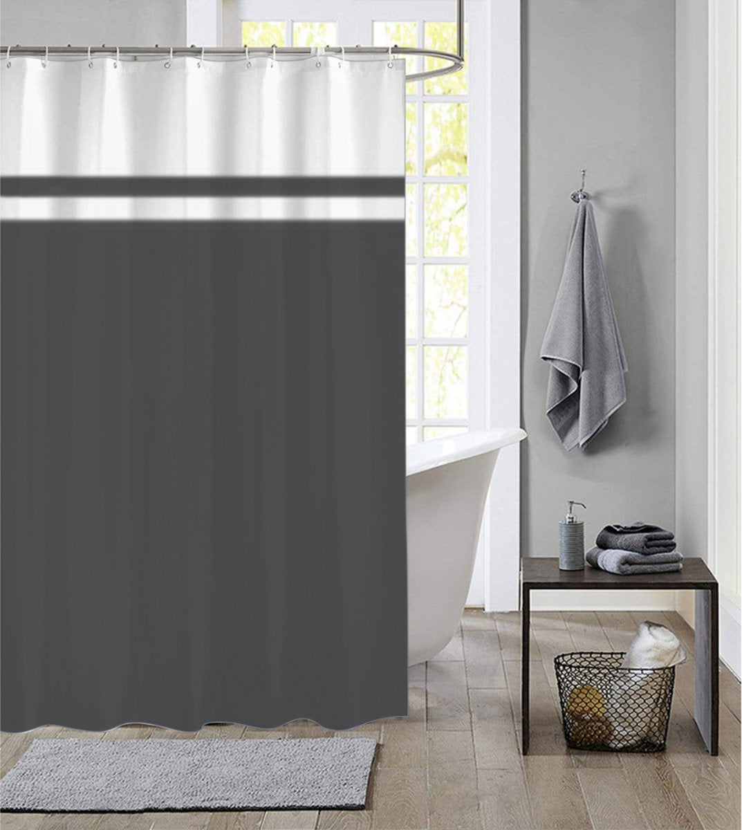 Hollands huisdouchegordijn 180x200 effen antraciet