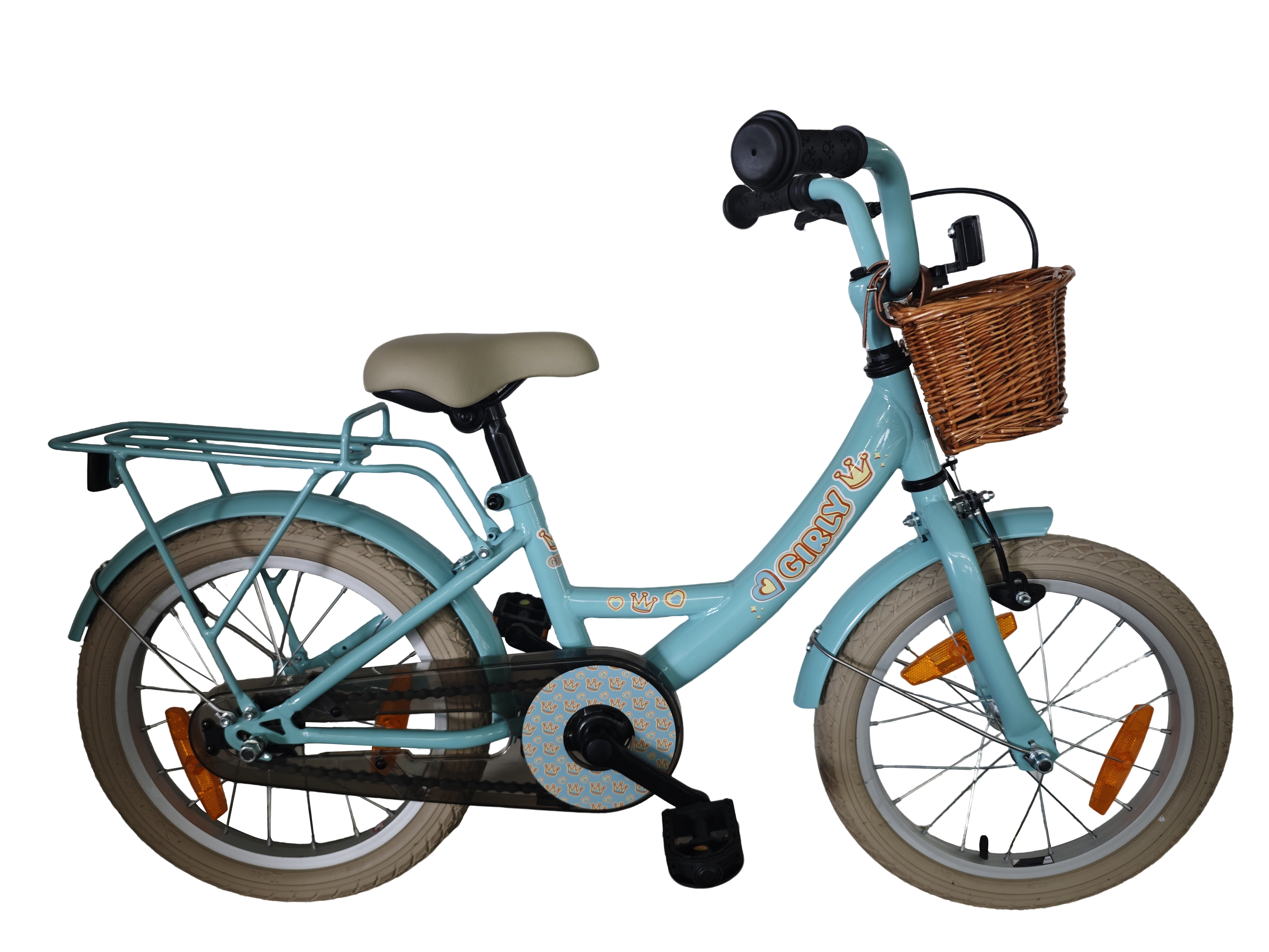 Bikefun kinderfiets girly 16 inch - met mandje en remnaaf - blauw