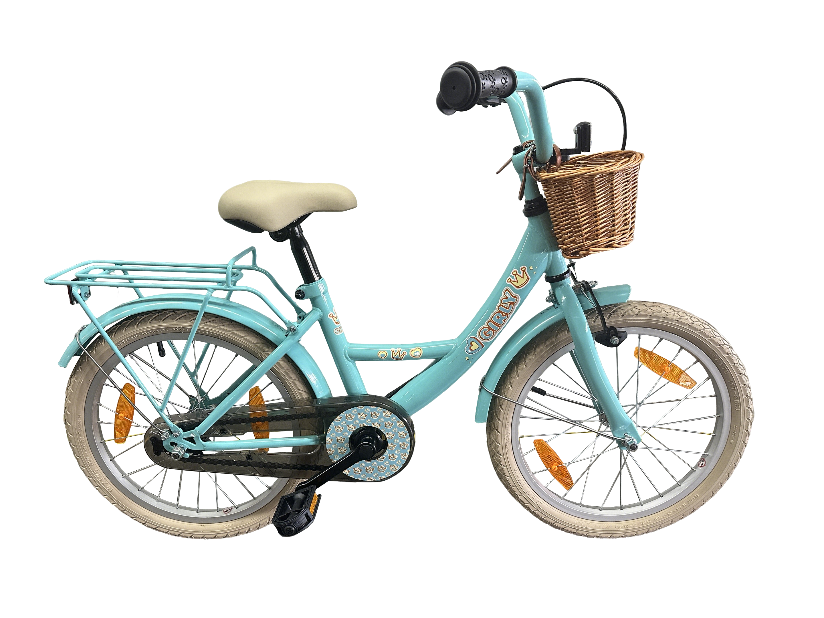 Bikefun kinderfiets girly 18 inch - met mandje en remnaaf - blauw