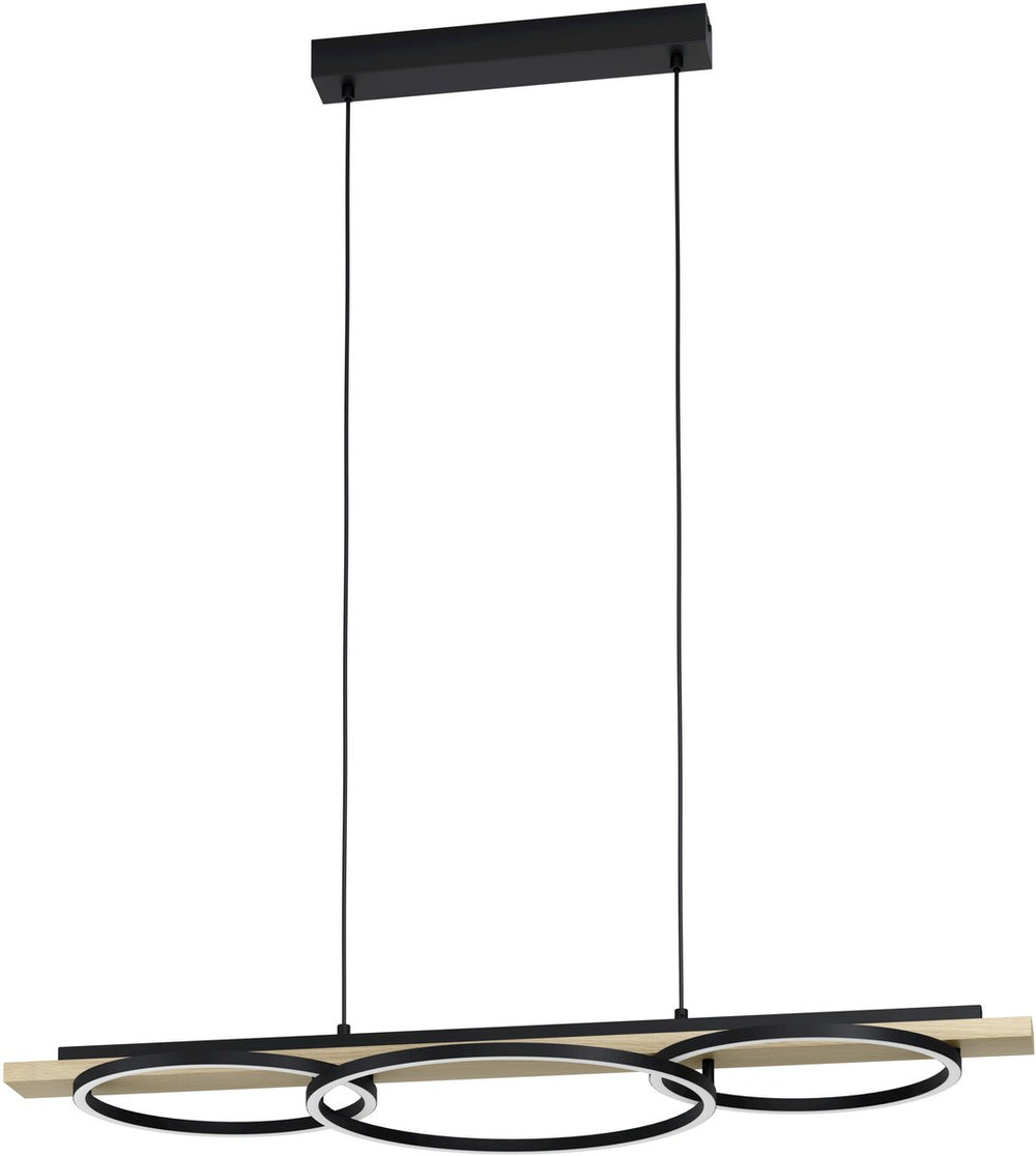 Eglo boyal hanglamp - led - 40cm - hout - zwart bruin