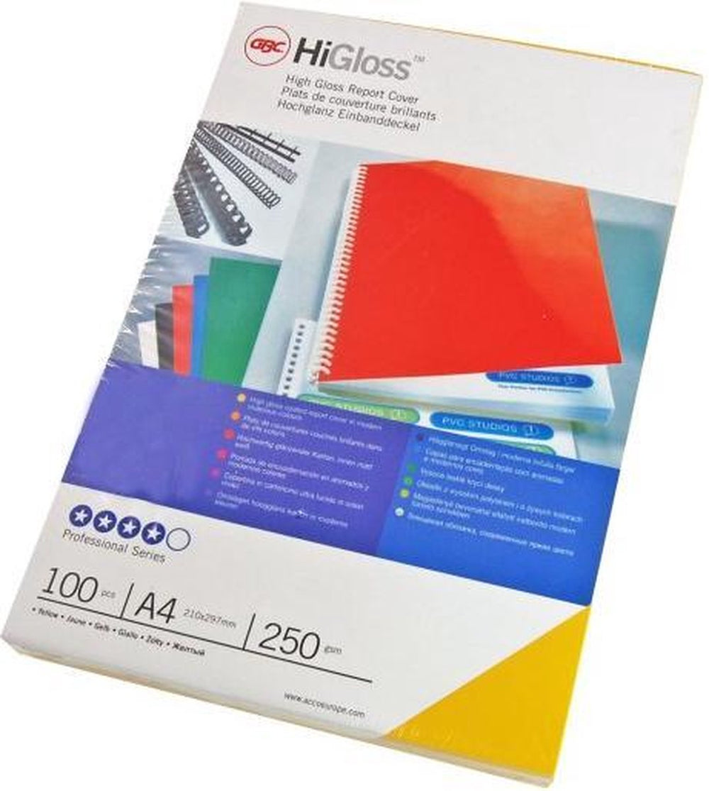 Gbc omslag a4 highgloss 250 gr. glans wit (100)