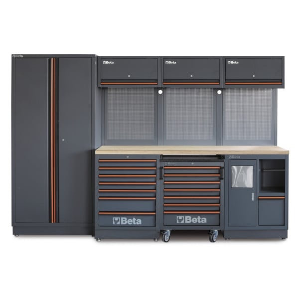 Beta werkplaatsinrichting tools c45pro 2.0 w (werkblad van multiplex hout) inclusief gratis 268-delige gereedschapsset