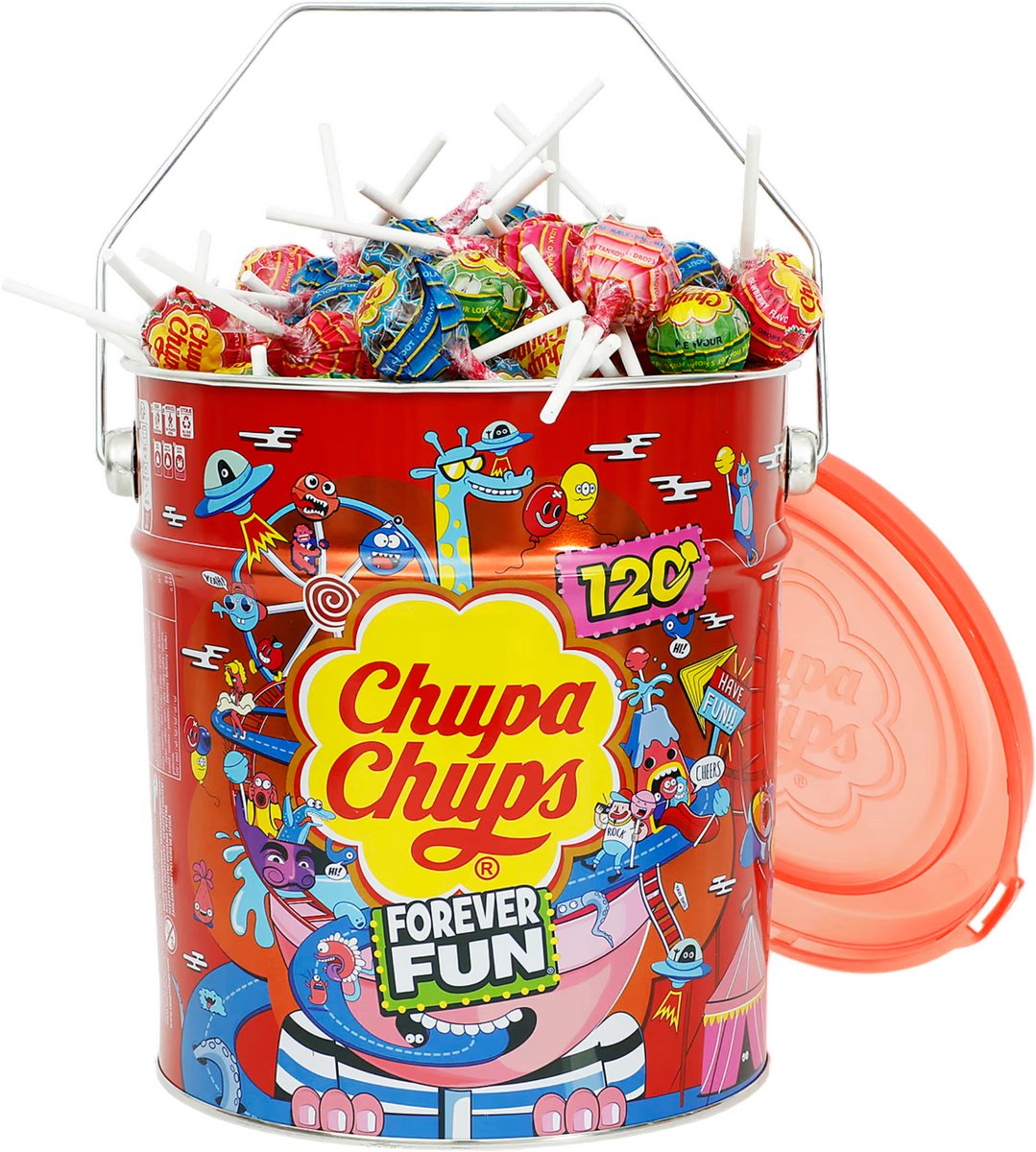 Chupa chups the best of tin - snoep - o.a. cola, aardbei, appel aardbeiroomsmaak - 1x120stuks